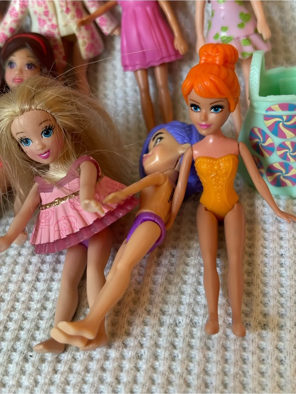 Polly pocket dolls & clothes mini doll lot of 13